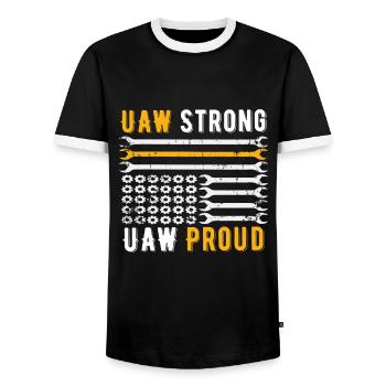UAW fort UAW Proud Union Pride UAW Laborer - T-shirt contrasté Homme - noir/blanc - Devant - AI Model Female 172 light (172cm) & AI Model Male 178 light (178cm)