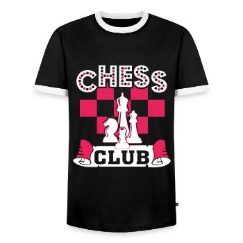 Chess Chess Club - Men's Ringer Shirt - black/white - Front - AI Model Female 172 light (172cm) & AI Model Male 178 light (178cm)
