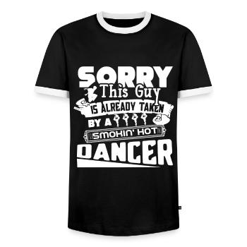 Dancer Taken By Smokin Hot Dancer - Men's Ringer Shirt - black/white - Front - AI Model Female 172 light (172cm) & AI Model Male 178 light (178cm)