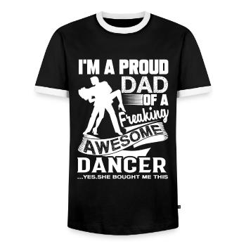 Dancer Proud Dancer Dad - Men's Ringer Shirt - black/white - Front - AI Model Female 172 light (172cm) & AI Model Male 178 light (178cm)