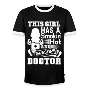Doctor This Girl Has A Smokin Hot Doctor - Men's Ringer Shirt - black/white - Front - AI Model Female 172 light (172cm) & AI Model Male 178 light (178cm)