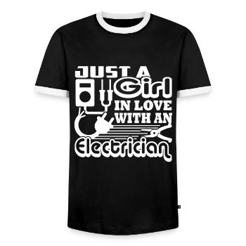 Just A Girl In Love With An Electrician - Men's Ringer Shirt - black/white - Front - AI Model Female 172 light (172cm) & AI Model Male 178 light (178cm)