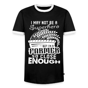 Farmer I'm A Farmer So Close Enough - Men's Ringer Shirt - black/white - Front - AI Model Female 172 light (172cm) & AI Model Male 178 light (178cm)
