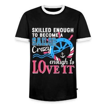 Sailor Skilled Enough To Become Sailor - Men's Ringer Shirt - black/white - Front - AI Model Female 172 light (172cm) & AI Model Male 178 light (178cm)
