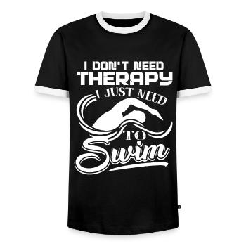 Swimming I Just Need To Swim - Men's Ringer Shirt - black/white - Front - AI Model Female 172 light (172cm) & AI Model Male 178 light (178cm)