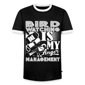 Birdwatching Birdwatching Is My Anger Management - Men's Ringer Shirt - black/white - Front - AI Model Female 172 light (172cm) & AI Model Male 178 light (178cm)