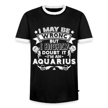 Aquarius I'm An Aquarius - Men's Ringer Shirt - black/white - Front - AI Model Female 172 light (172cm) & AI Model Male 178 light (178cm)