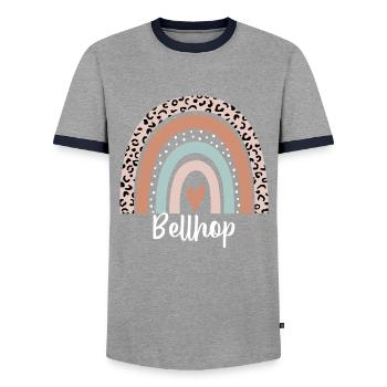 Bellhop arc-en-ciel léopard drôle Bellhop appréciation - T-shirt contrasté Homme - gris/marine  - Devant - AI Model Female 172 light (172cm) & AI Model Male 178 light (178cm)