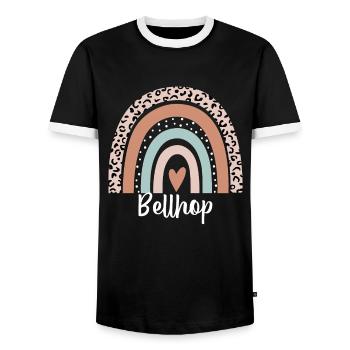 Bellhop Rainbow Leopard Funny Bellhop Appreciation - Men's Ringer Shirt - black/white - Front - AI Model Female 172 light (172cm) & AI Model Male 178 light (178cm)