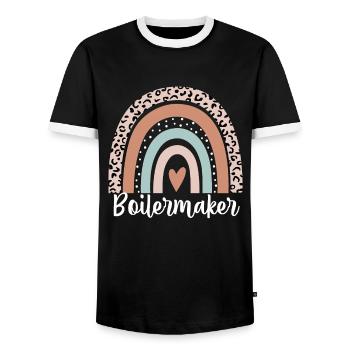 Boilermaker Rainbow Leopard Funny Boilermaker - Men's Ringer Shirt - black/white - Front - AI Model Female 172 light (172cm) & AI Model Male 178 light (178cm)