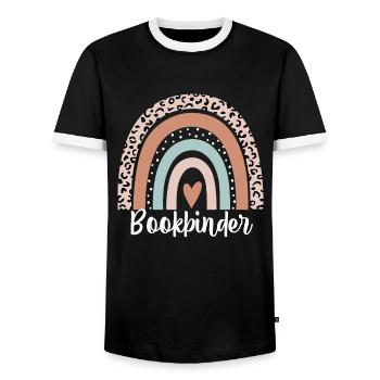 Bookbinder Rainbow Leopard Funny Bookbinder - Men's Ringer Shirt - black/white - Front - AI Model Female 172 light (172cm) & AI Model Male 178 light (178cm)