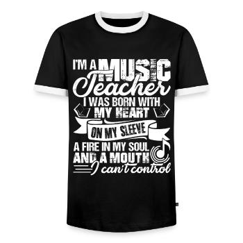 Music Teacher Music Teacher Heart - Men's Ringer Shirt - black/white - Front - AI Model Female 172 light (172cm) & AI Model Male 178 light (178cm)