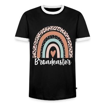 Broadcaster Rainbow Leopard Funny Broadcaster - Men's Ringer Shirt - black/white - Front - AI Model Female 172 light (172cm) & AI Model Male 178 light (178cm)