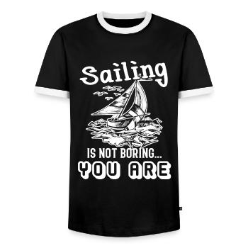 Sailing Sailing Is Not Boring - Men's Ringer Shirt - black/white - Front - AI Model Female 172 light (172cm) & AI Model Male 178 light (178cm)