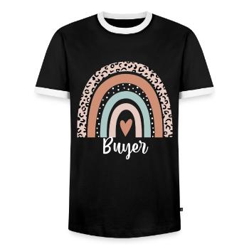 Acheteur Rainbow Leopard Drôle d’appréciation de l’acheteur - T-shirt contrasté Homme - noir/blanc - Devant - AI Model Female 172 light (172cm) & AI Model Male 178 light (178cm)