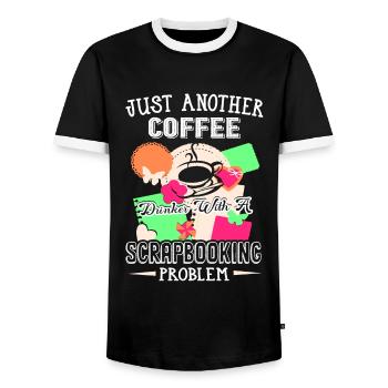 Coffee Drinker With Scrapbooking Problem - Men's Ringer Shirt - black/white - Front - AI Model Female 172 light (172cm) & AI Model Male 178 light (178cm)