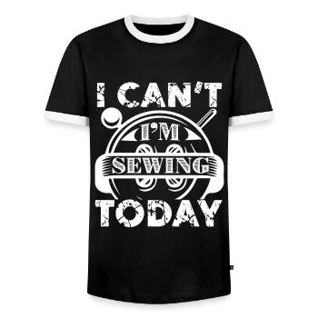Sewing I Can't I'm Sewing Today - Men's Ringer Shirt - black/white - Front - AI Model Female 172 light (172cm) & AI Model Male 178 light (178cm)