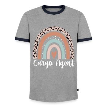 Agent de fret Léopard arc-en-ciel Agent de fret drôle - T-shirt contrasté Homme - gris/marine  - Devant - AI Model Female 172 light (172cm) & AI Model Male 178 light (178cm)