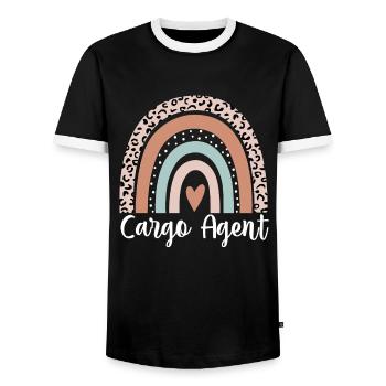 Agent de fret Léopard arc-en-ciel Agent de fret drôle - T-shirt contrasté Homme - noir/blanc - Devant - AI Model Female 172 light (172cm) & AI Model Male 178 light (178cm)