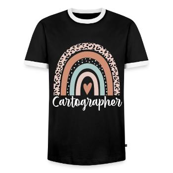 Cartographe Arc-en-ciel Léopard Cartographe drôle - T-shirt contrasté Homme - noir/blanc - Devant - AI Model Female 172 light (172cm) & AI Model Male 178 light (178cm)