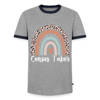 Recenseur Rainbow Leopard Drôle Recenseur - T-shirt contrasté Homme - gris/marine  - Devant - AI Model Female 172 light (172cm) & AI Model Male 178 light (178cm)