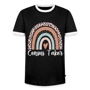 Recenseur Rainbow Leopard Drôle Recenseur - T-shirt contrasté Homme - noir/blanc - Devant - AI Model Female 172 light (172cm) & AI Model Male 178 light (178cm)