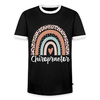 Chiropractor Rainbow Leopard Funny Chiropractor - Men's Ringer Shirt - black/white - Front - AI Model Female 172 light (172cm) & AI Model Male 178 light (178cm)