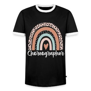 Chorégraphe Rainbow Leopard Chorégraphe drôle - T-shirt contrasté Homme - noir/blanc - Devant - AI Model Female 172 light (172cm) & AI Model Male 178 light (178cm)