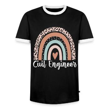 Bauingenieur Regenbogen Leopard Lustig Bauwesen - Männer Kontrast-T-Shirt - Schwarz/Weiß - Vorne - AI Model Female 172 light (172cm) & AI Model Male 178 light (178cm)
