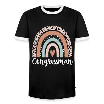 Congressman Arc-en-ciel Leopard Drôle Congressman - T-shirt contrasté Homme - noir/blanc - Devant - AI Model Female 172 light (172cm) & AI Model Male 178 light (178cm)