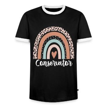 Conservator Rainbow Leopard Funny Conservator - Men's Ringer Shirt - black/white - Front - AI Model Female 172 light (172cm) & AI Model Male 178 light (178cm)
