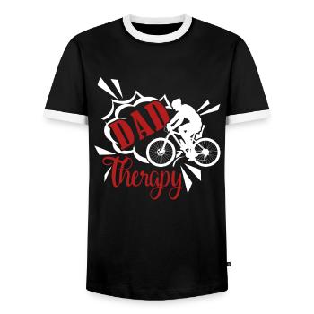 Bicycle Bicycle Dad Therapy - Men's Ringer Shirt - black/white - Front - AI Model Female 172 light (172cm) & AI Model Male 178 light (178cm)