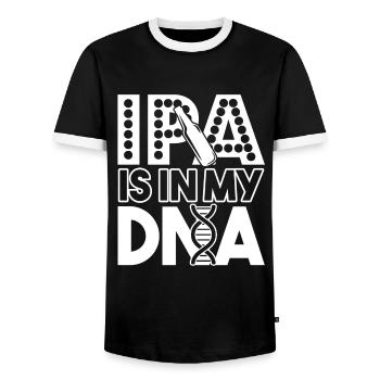 Beer Brewing Beer Brewing IPA Is In My DNA - Men's Ringer Shirt - black/white - Front - AI Model Female 172 light (172cm) & AI Model Male 178 light (178cm)