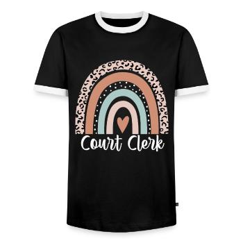 Greffier Arc-en-ciel Léopard Drôle Greffier - T-shirt contrasté Homme - noir/blanc - Devant - AI Model Female 172 light (172cm) & AI Model Male 178 light (178cm)
