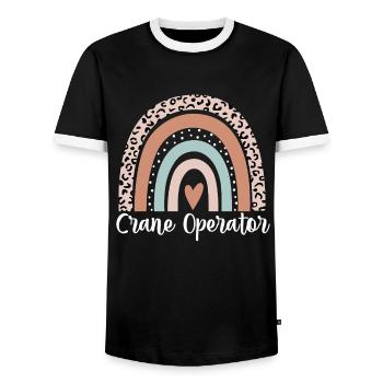 Kranführer Regenbogen Leopard Lustiger Kran - Männer Kontrast-T-Shirt - Schwarz/Weiß - Vorne - AI Model Female 172 light (172cm) & AI Model Male 178 light (178cm)