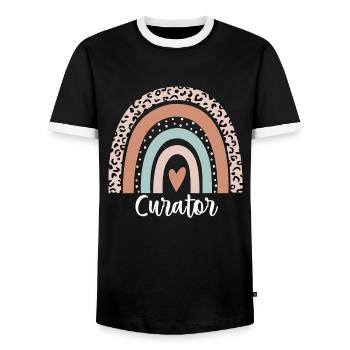Kurator Rainbow Leopard Lustiger Kurator Danksagung - Männer Kontrast-T-Shirt - Schwarz/Weiß - Vorne - AI Model Female 172 light (172cm) & AI Model Male 178 light (178cm)