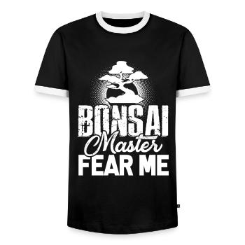 Bonsai Bonsai Master Fear Me - Men's Ringer Shirt - black/white - Front - AI Model Female 172 light (172cm) & AI Model Male 178 light (178cm)