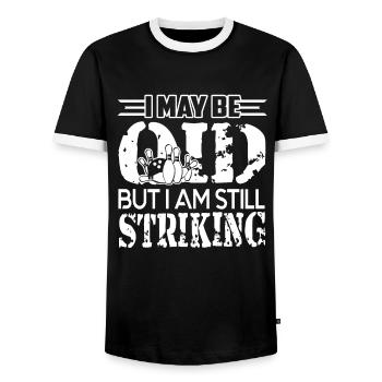Bowling Bowling I Am Still Striking - Men's Ringer Shirt - black/white - Front - AI Model Female 172 light (172cm) & AI Model Male 178 light (178cm)