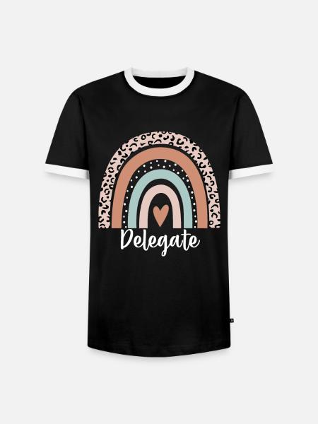 Delegate Rainbow Leopard Funny Delegate - Men's Ringer Shirt - black/white