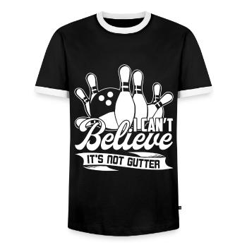 Bowling Bowling I Can't Believe It's Not Gutter - Men's Ringer Shirt - black/white - Front - AI Model Female 172 light (172cm) & AI Model Male 178 light (178cm)