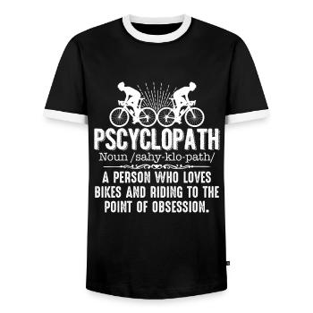 Cycling Cycling Pscyclopath - Men's Ringer Shirt - black/white - Front - AI Model Female 172 light (172cm) & AI Model Male 178 light (178cm)