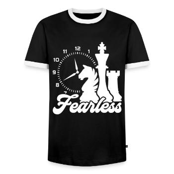 Chess Chess Fearless - Men's Ringer Shirt - black/white - Front - AI Model Female 172 light (172cm) & AI Model Male 178 light (178cm)