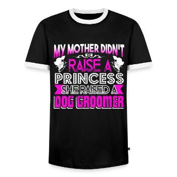 Dog Groomer My Mother Raised A Dog Groomer - Men's Ringer Shirt - black/white - Front - AI Model Female 172 light (172cm) & AI Model Male 178 light (178cm)