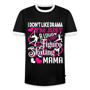 Figure Skating Loud And Proud Figure Skating Mama - Men's Ringer Shirt - black/white - Front - AI Model Female 172 light (172cm) & AI Model Male 178 light (178cm)