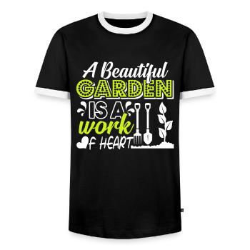 Gardening Gardening Is A Work Of Heart - Men's Ringer Shirt - black/white - Front - AI Model Female 172 light (172cm) & AI Model Male 178 light (178cm)