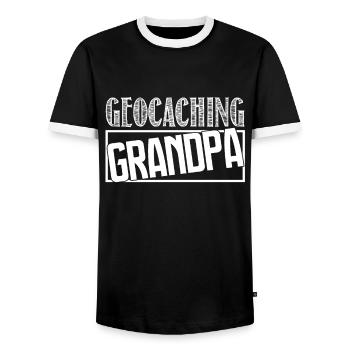Geocaching Geocaching Grandpa - Men's Ringer Shirt - black/white - Front - AI Model Female 172 light (172cm) & AI Model Male 178 light (178cm)