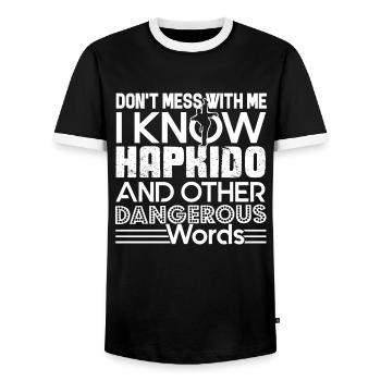 Hapkido Don't Mess With Me I Know Hapkido - Men's Ringer Shirt - black/white - Front - AI Model Female 172 light (172cm) & AI Model Male 178 light (178cm)