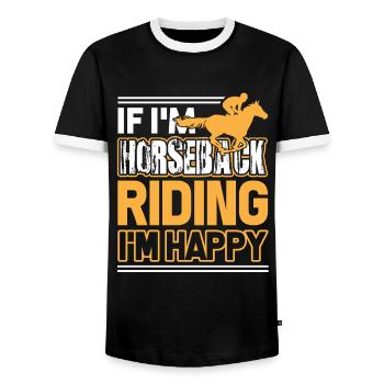 Horseback Riding If I'm Horseback Riding I'm Happy - Men's Ringer Shirt - black/white - Front - AI Model Female 172 light (172cm) & AI Model Male 178 light (178cm)