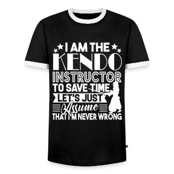 Kendo I Am The Kendo Instructor - Men's Ringer Shirt - black/white - Front - AI Model Female 172 light (172cm) & AI Model Male 178 light (178cm)