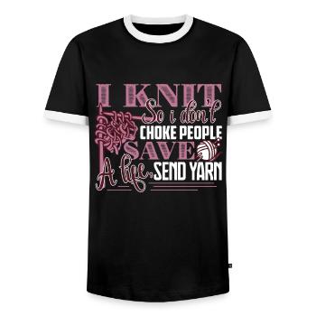 Knitting I Knit So I Don't Choke People - Men's Ringer Shirt - black/white - Front - AI Model Female 172 light (172cm) & AI Model Male 178 light (178cm)